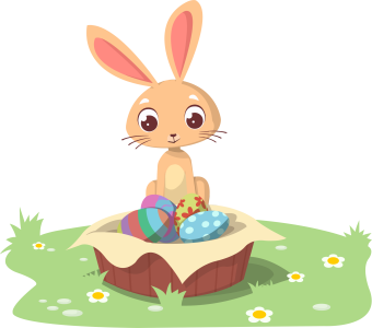 Cute Bunny With Easter Eggs Free PNG