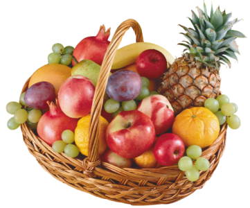 Wicker Basket Fresh Fruits Free PNG