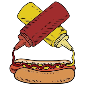 Cartoon Hot Dog Mustard Ketchup Clipart
