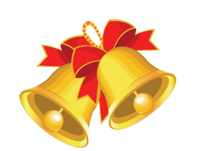 Golden Christmas Bells Red Bow PNG Image