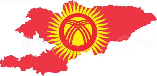 Kyrgyzstan Map with Flag Overlay Free PNG