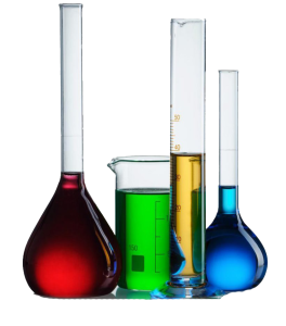 Chemistry Lab Beakers Colored Liquid PNG Image