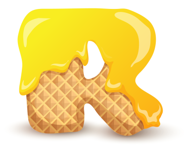 Waffle Letter R with Honey PNG Image