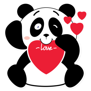 Panda With Heart Free Download PNG