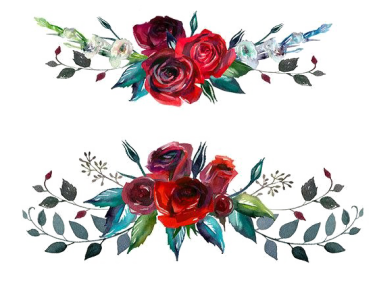 Watercolor Rose Border Bottom Clipart