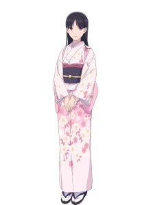 Anime Woman in Kimono PNG Image