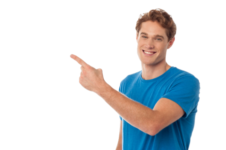 Young Man Pointing Left PNG Image