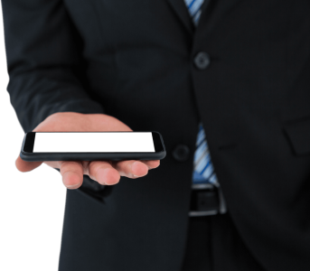 Businessman Holding Blank Smartphone Clipart
