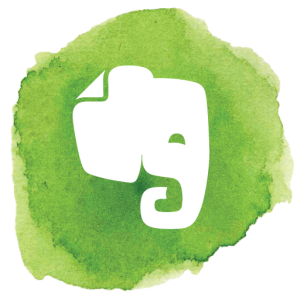Evernote Elephant Logo on Green Watercolor Transparent Background