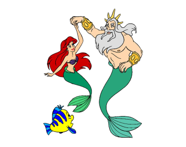 King Triton and Ariel Little Mermaid Clipart