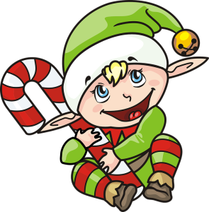 Christmas Elf Holding Candy Cane PNG Image