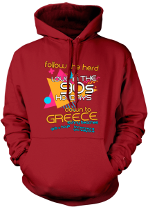 Red Hoodie with 90s Typography Clipart