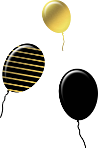 Black And Gold Balloons PNG Image
