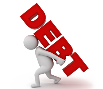 3D Figure Carrying Heavy Debt Text Clipart