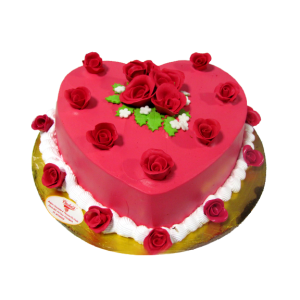 Heart Shaped Red Rose Cake Free PNG