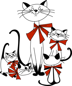 Cartoon Cats With Red Bows Transparent Background