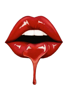 Red Lips Dripping Blood Illustration PNG Image