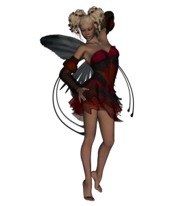 3D Gothic Fairy Character Transparent Background