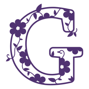 Letter G Purple Floral Design Clipart