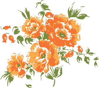 Orange Watercolor Floral Bouquet Free Clipart
