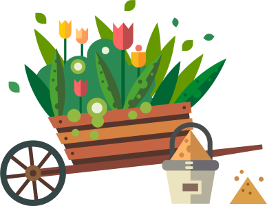 Wheelbarrow With Flowers Vector Clipart