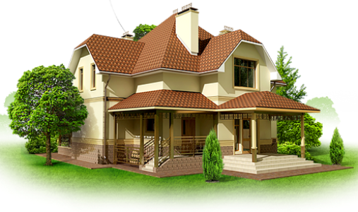 Large Suburban House 3D Model Clipart