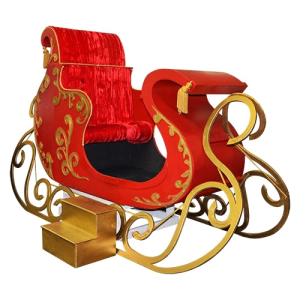 Santa Claus Red Wooden Sleigh Free PNG