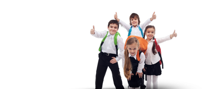 Happy School Kids Pointing Up Free Clipart