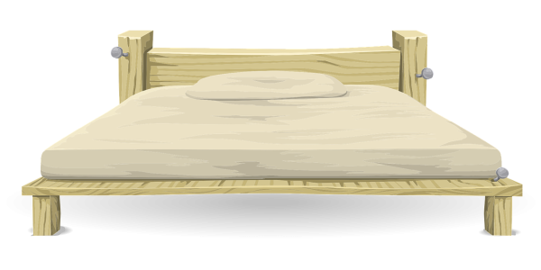 Wooden Bed Frame Mattress Illustration Free PNG