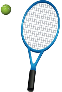 Blue Tennis Racket and Ball PNG Image