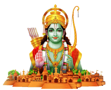 Lord Rama with Ayodhya Temple Illustration Free PNG