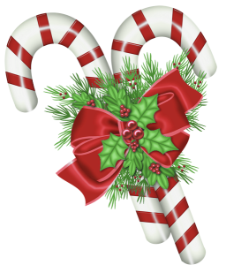 Christmas Candy Canes with Holly Ribbon Clipart