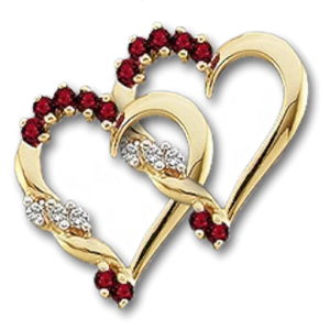 Gold Interlocking Double Heart Ruby Pendant Clipart
