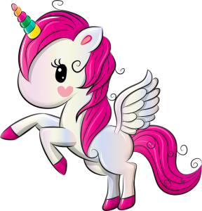 Cute Pink Unicorn with Wings Transparent Background