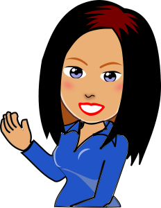 Smiling Woman Cartoon Character in Blue Shirt PNG Image