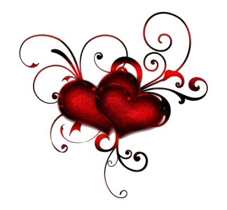 Two Red Hearts with Floral Swirls Free PNG