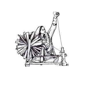 Woman Spinning Yarn on Charkha Clipart