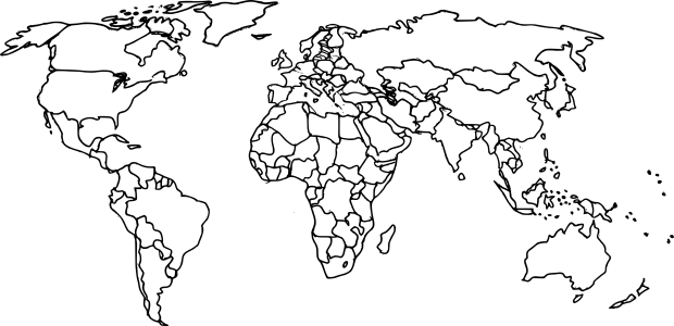 World Map Outline Doodle Drawing Free PNG