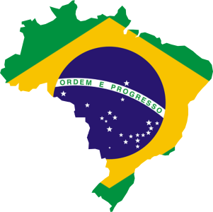 Brazil Map Shaped Flag Clipart