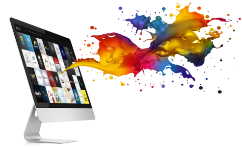 Computer Monitor with Paint Splash Free Clipart