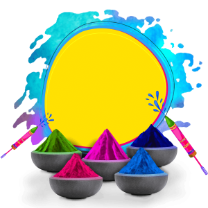Holi Powder Bowls With Frame Free PNG