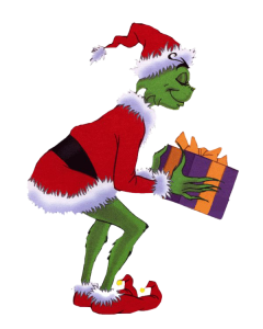 Grinch Holding Present Christmas Clipart