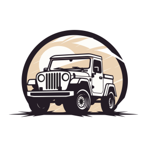 Jeep Vintage Badge Logo Black and White Clipart