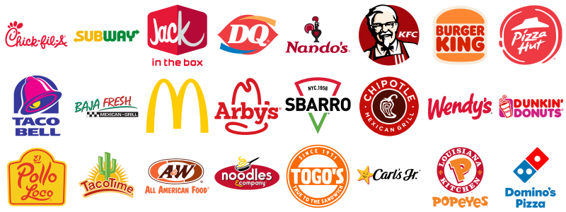 Collection of Top Fast Food Restaurant Logos PNG Image