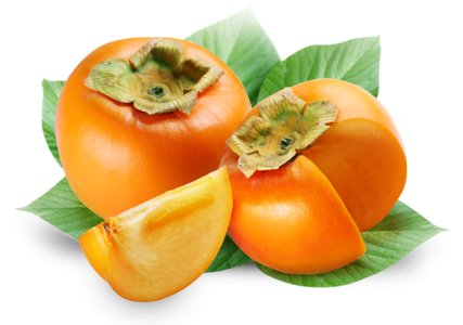 Fresh Orange Persimmon Fruit with Leaves Free PNG