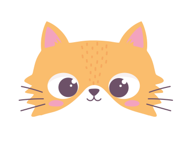 Cute Orange Cartoon Cat Face with Whiskers Free PNG