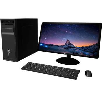 Black Desktop PC Computer with Monitor and Keyboard Free Download PNG