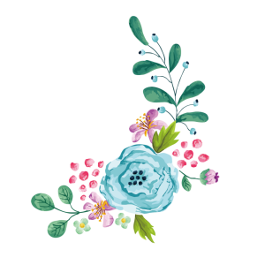 Blue and Pink Watercolor Flower Bouquet Clipart