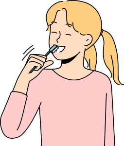 Cute Girl Brushing Teeth Clipart Free PNG