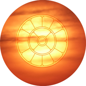 Spiritual Dharma Chakra on Sun Background Free PNG